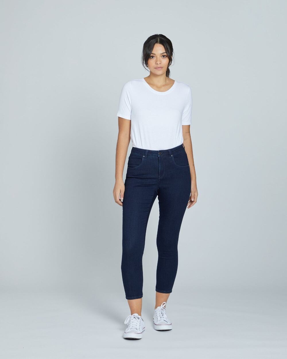 Universal Standard Jeans Womens 00 24 P Petite Seine Dark High Rise Skinny Crop